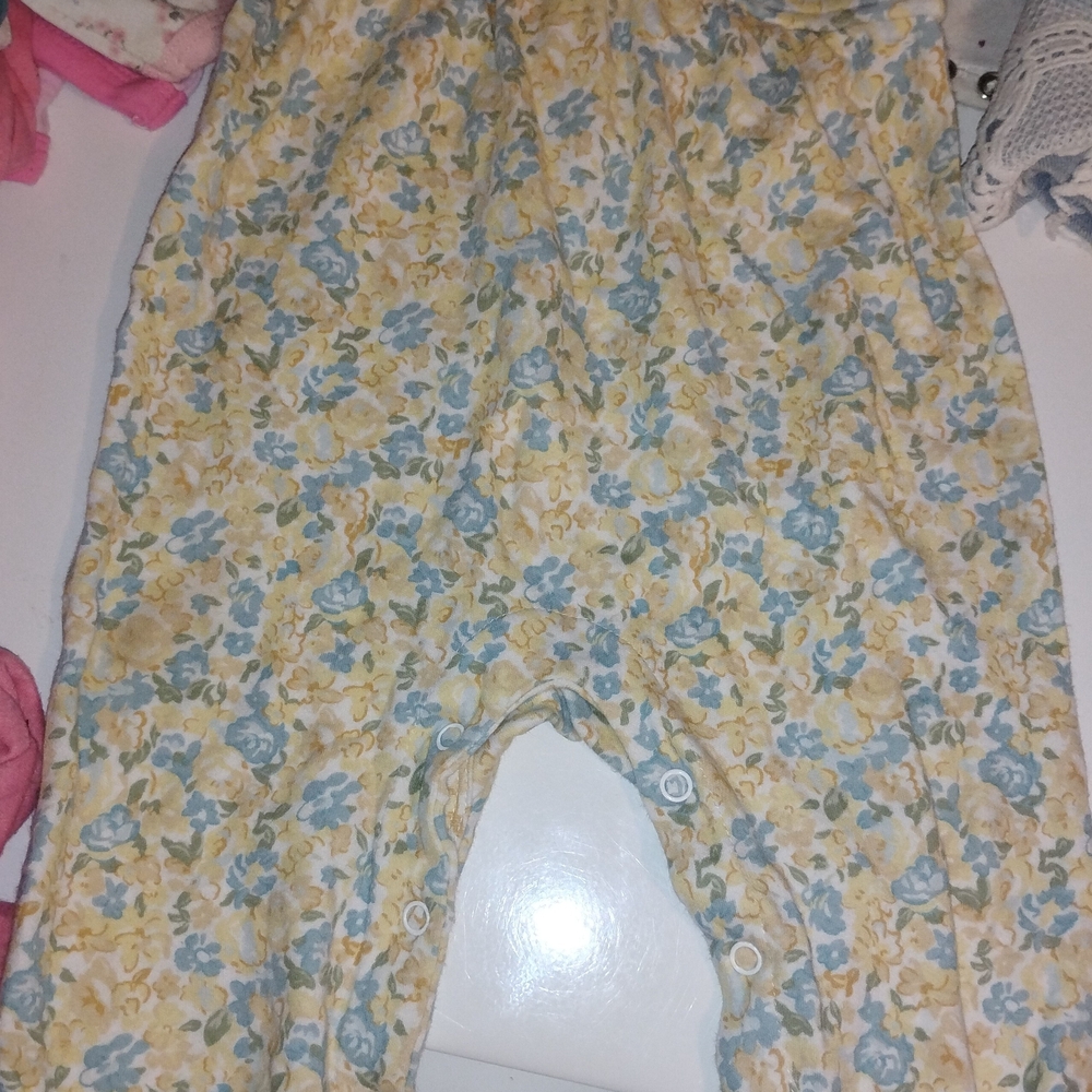 Floral Kids One Piece Bodysuit - Yellow and Blue